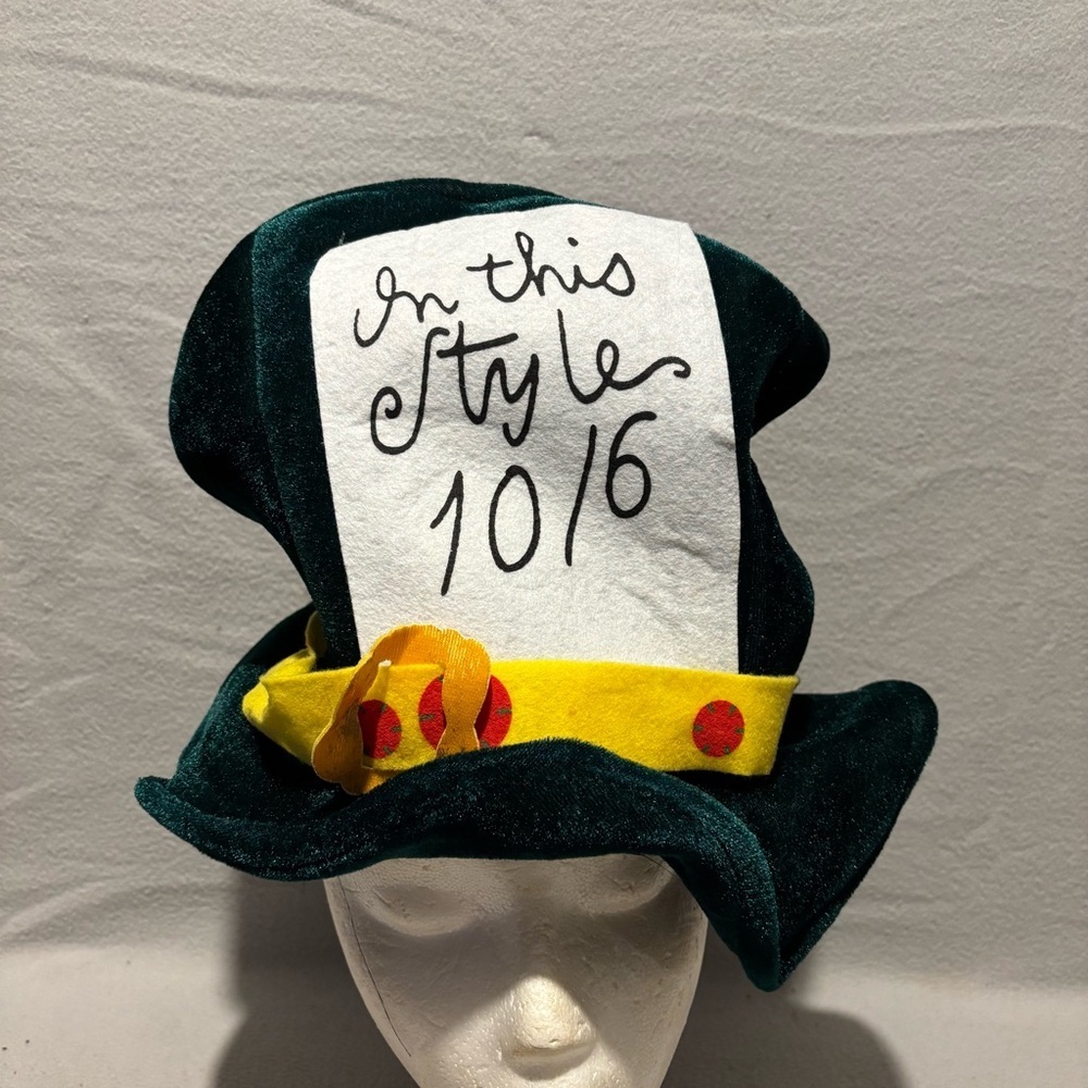 Hayes Velvet Green Mad Hatter Hat Alice in Wonderland